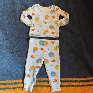 Angel Dear Blue and Orange Football Pajama Set